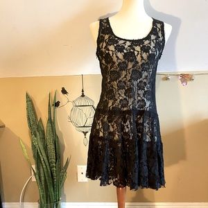 Free People Black rose lace dress
